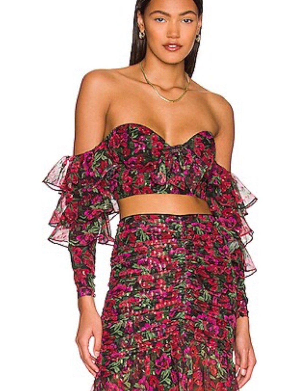 Majorelle Floral Ruched Off Shoulder top